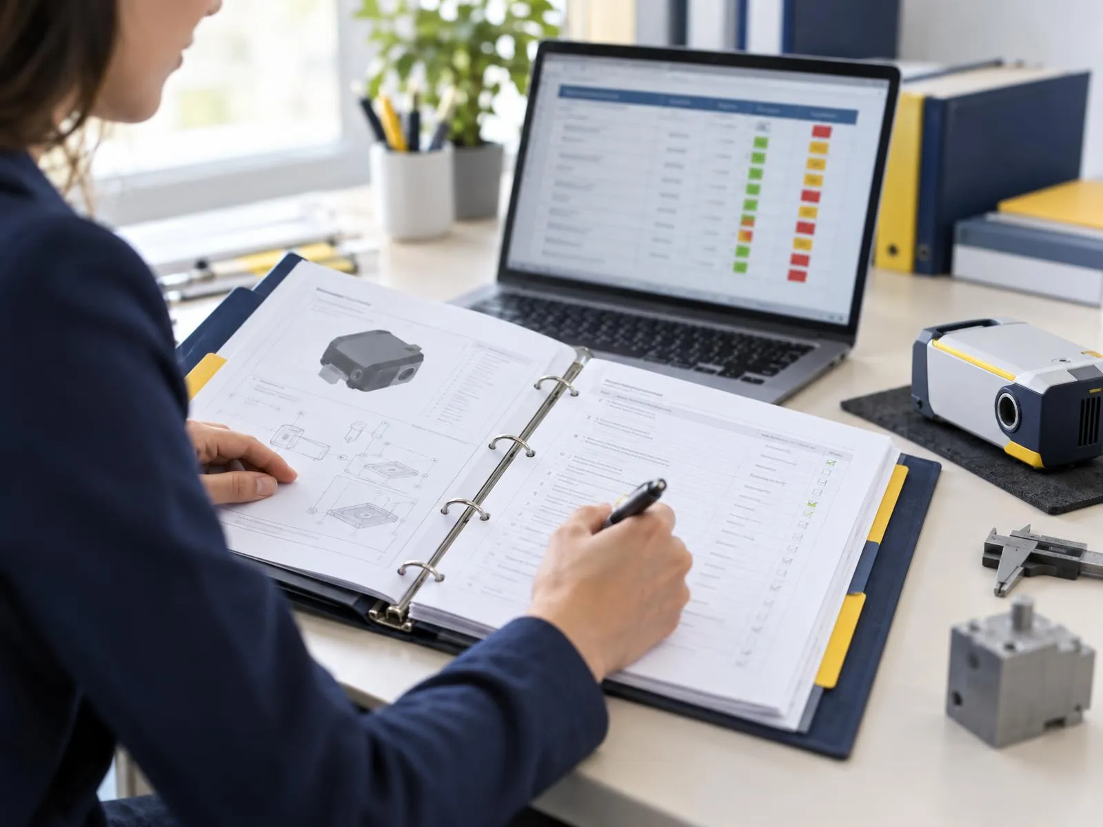 Consultant comparant un dossier technique à une liste d’exigences