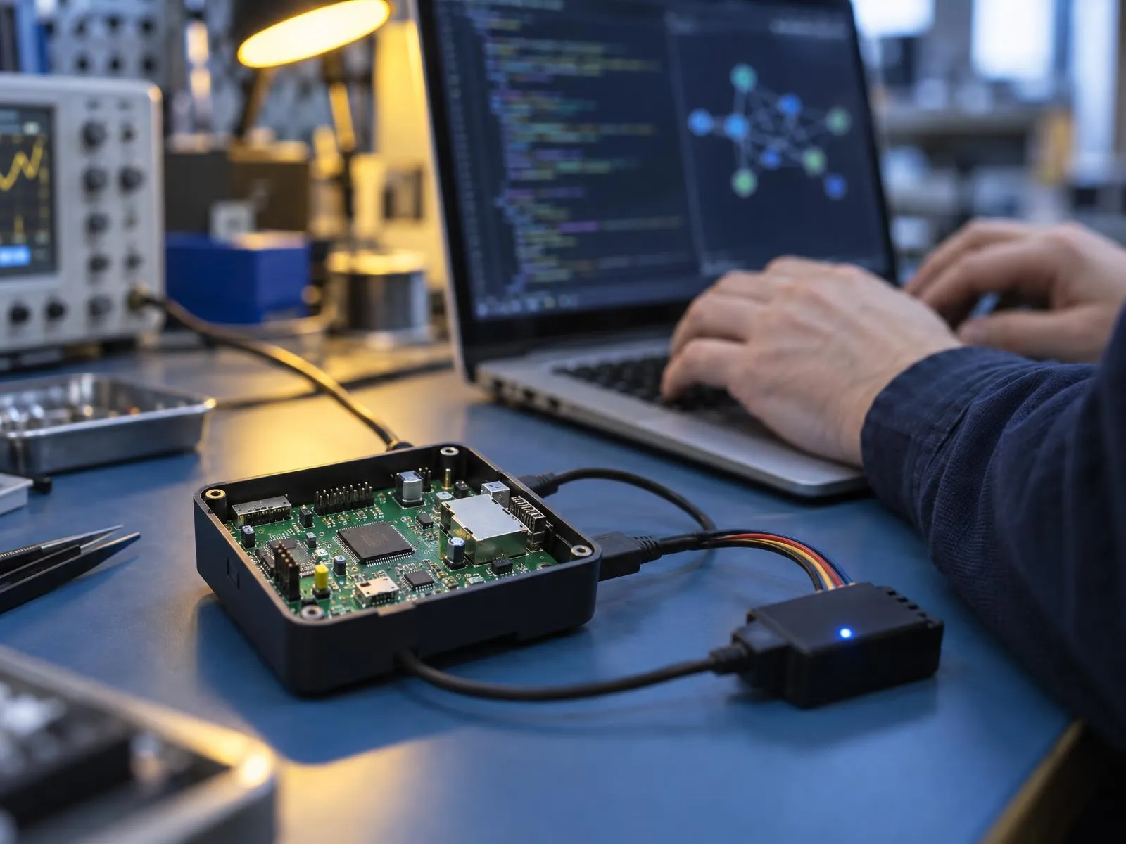 Ingénieur Säfeli analysant la cybersécurité d'un produit connecté